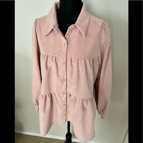 NWT Zara Tiered Corduroy Shirt - Picture 3 of 11